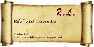 Rövid Levente névjegykártya